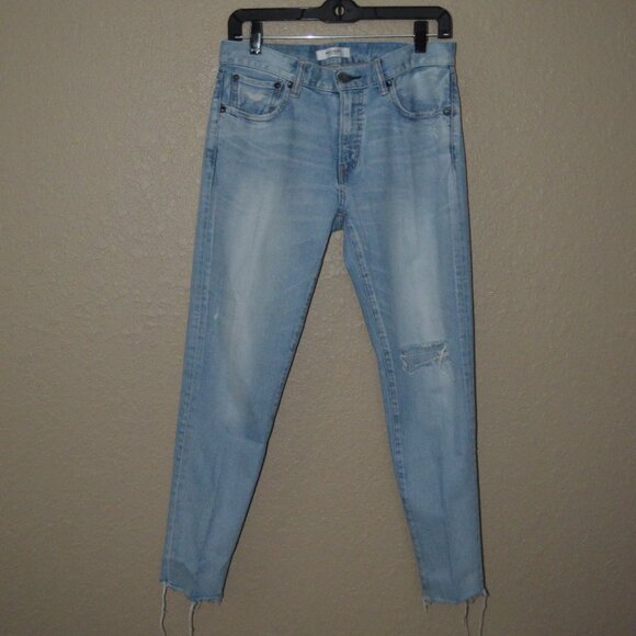 $350 Sz 27 Moussy Light Blue Destroyed Distressed Skinny Jeans - Picture 1 of 6